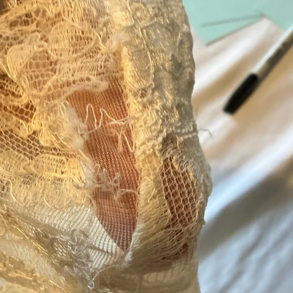 Vintage 60s Ivory Lace Slip Dress Made in USA S - Picture 9 of 13